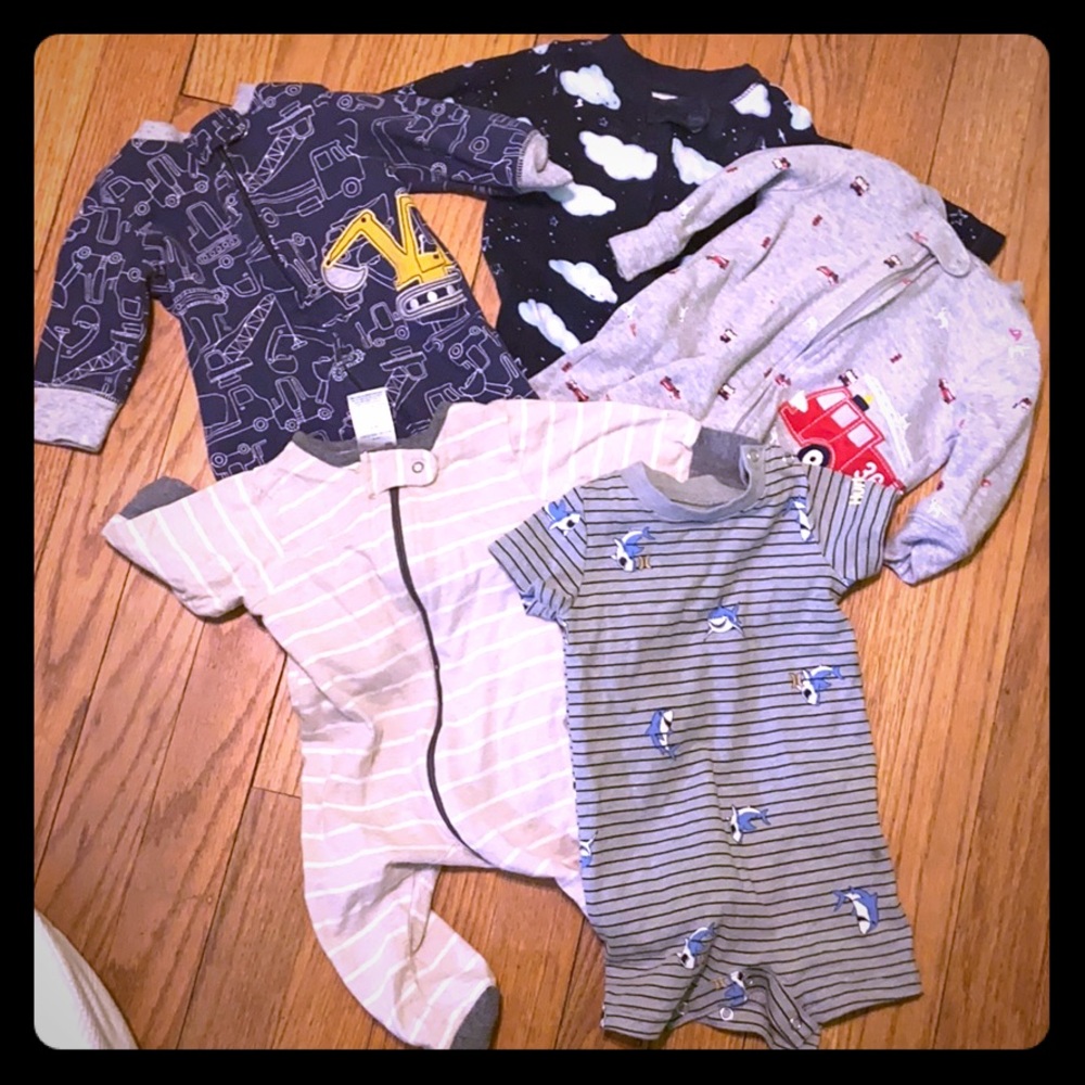 Baby onesies Carters ,Hurley, and Gerber 3 mouth